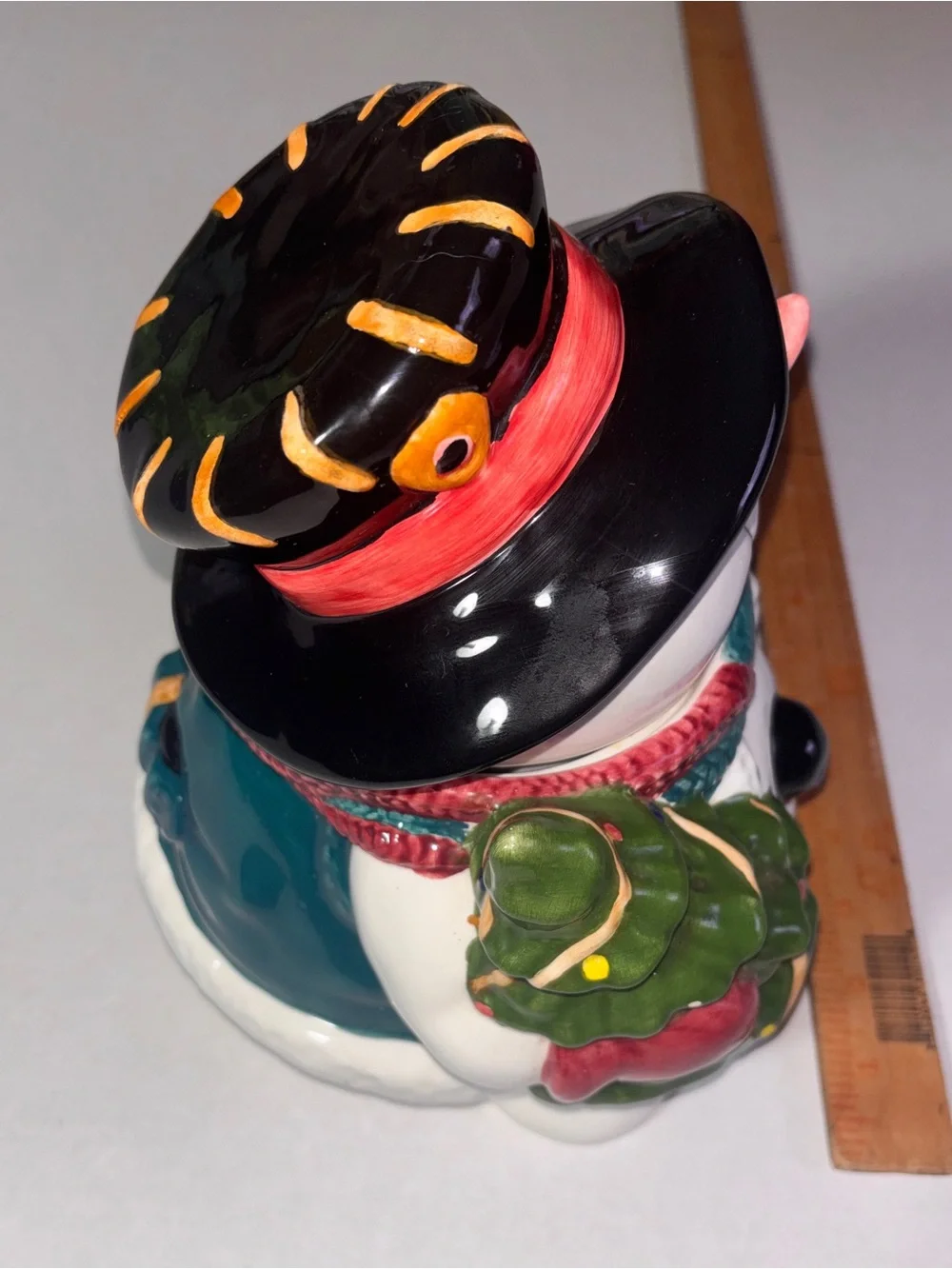 Vintage Giftco Ceramic Snowman Cookie Jar Holiday Decor Excellent Condition